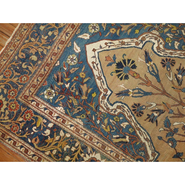Mid 19th century Superfine Hadji Jal Li Li Tabriz Rug with a prayer niche vase motif. Condition Fair.
