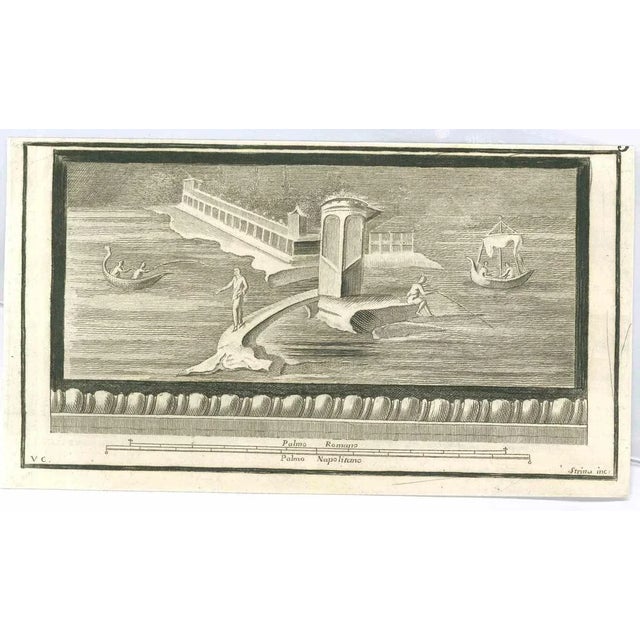 Temple Pompeian Fresco from "Antiquities of Herculaneum" is an etching on paper realized by Fernando Strina in the 18th...