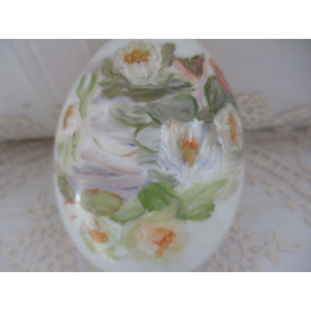 Ceramic Antique Large Hand Painted Porcelain With Water Lilies Easter Egg 6" Tall For Sale - Image 7 of 7