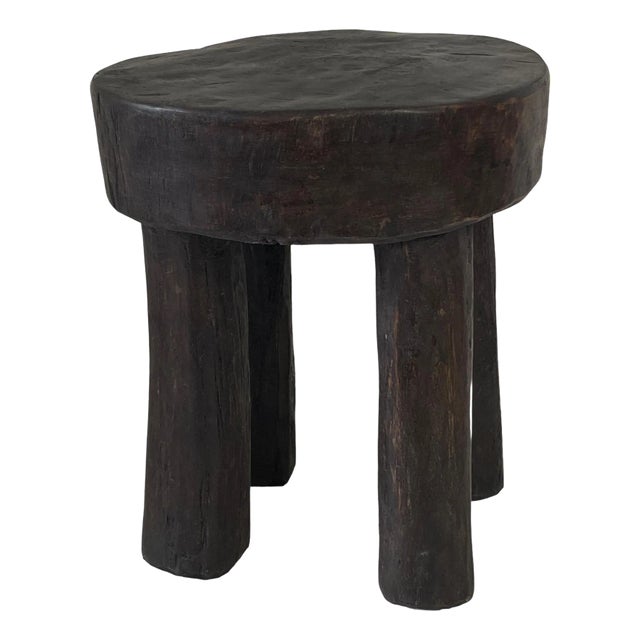 Vintage African Carved Wood Milk Stool Hehe Gogo People Tanzania 10.5" H For Sale