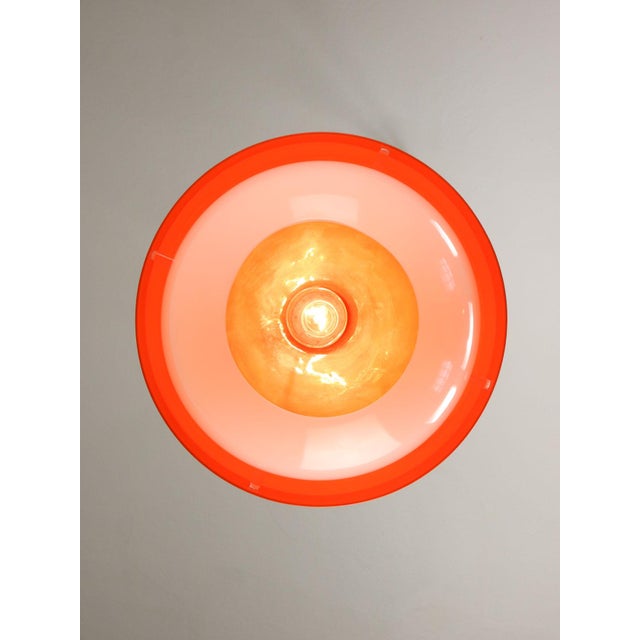 Red Italian Space Age Orange Acrylic Glass and Brass Pendant Lamp, 1970s For Sale - Image 8 of 16