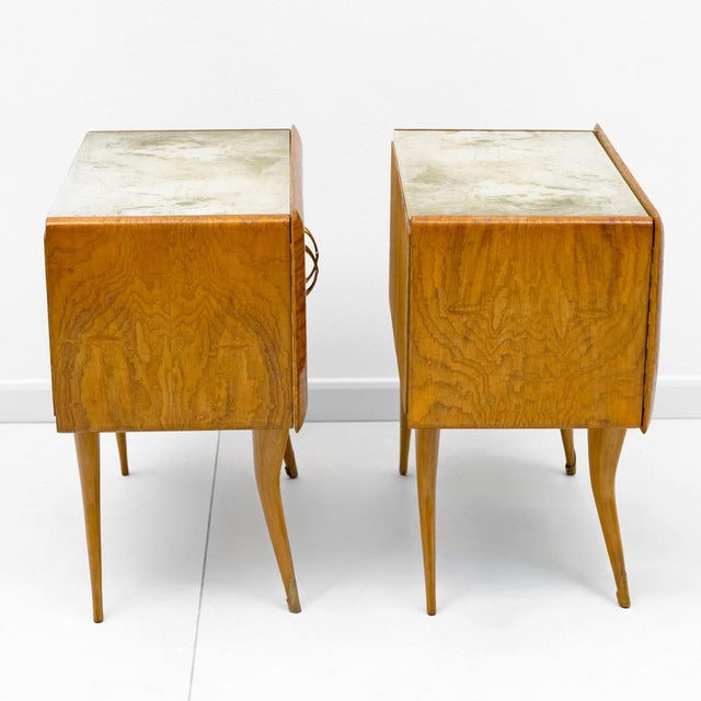 Brown Mid-Century Beech and Chestnut Burl Bedside Tables, 1950s, Set of 2 For Sale - Image 8 of 11
