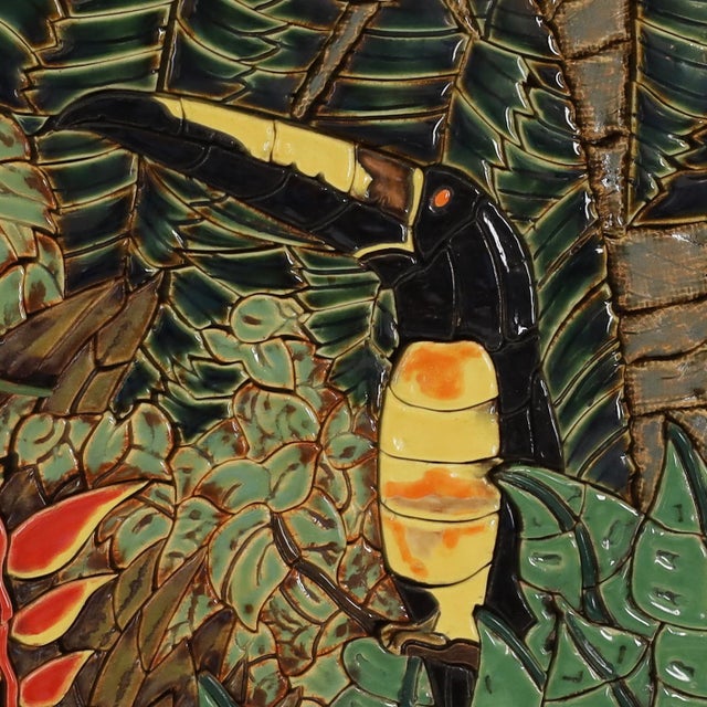 Wall Hanging Jungle Mosaic Tile Panel With Toucans For Sale - Image 4 of 9