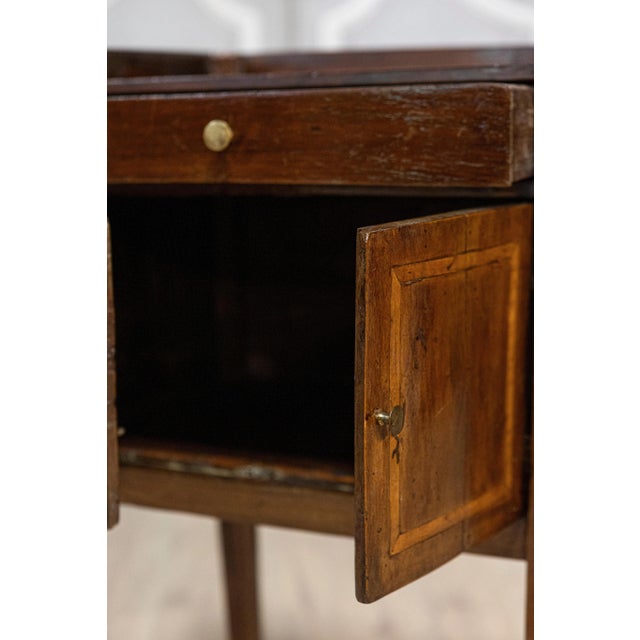 Italian 19th Century Walnut Nightstand Table with Ash Inlaid Banding For Sale - Image 9 of 11