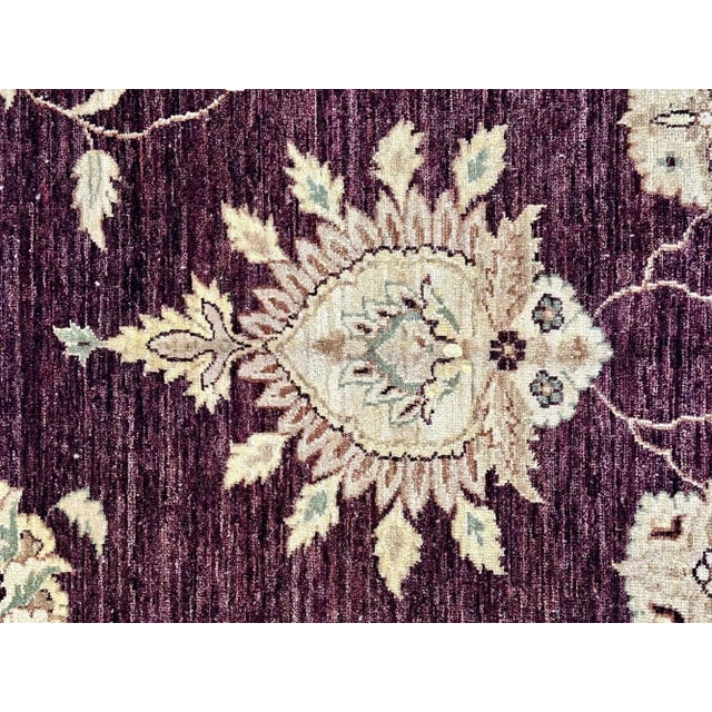 Indian, Wool Carpet, Burgundy and Beige, 21st Century For Sale - Image 9 of 12