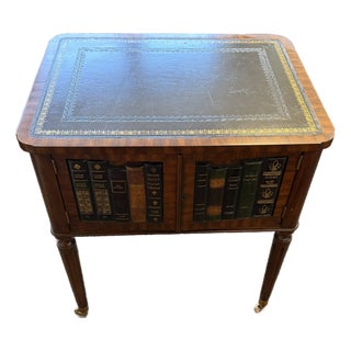 Maitland-Smith Leather Top Bookfront End Table / Cabinet – 24"h For Sale