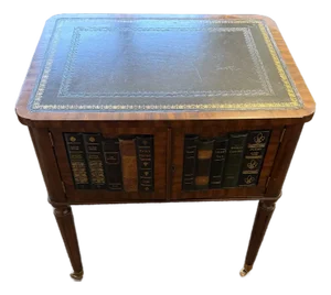 Maitland-Smith Leather Top Bookfront End Table / Cabinet – 24"h