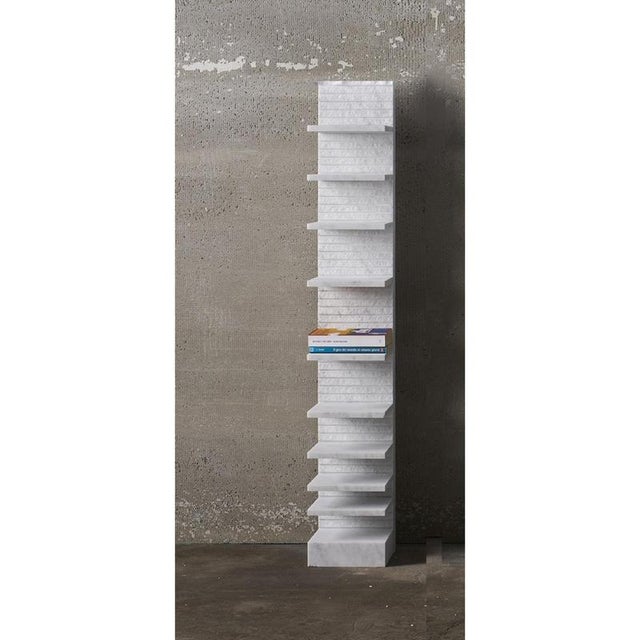 Spacco 120 Vertical Bookcase in Bianco Carrara Marble by Bufalini Marmi Dimensions: D 29 x W 23 x H 120 cm. Materials:...