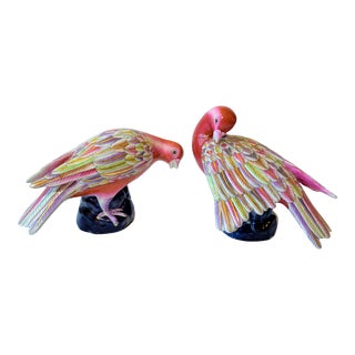 Vintage Extra Large Chinese Export Porcelain Doves - a Pair For Sale