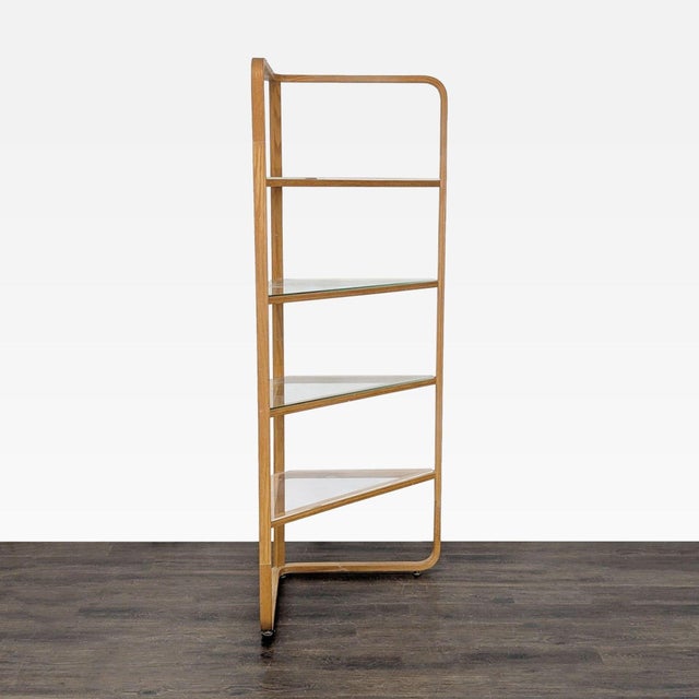 Modern Modern Bentwood Corner Bookshelf With Glass Shelves For Sale - Image 3 of 8