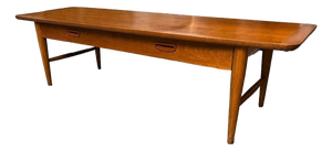 Lane Mid-Century Modern Walnut Coffee Table With Single Drawer, Style 1050-20 C. January 1960