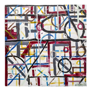 Large Mid-20th Century Abstract Painting. Made in the u.s.A.