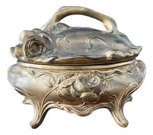 Antique Art Nouveau Brass Jewelry Casket