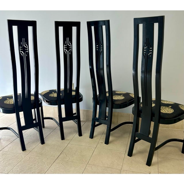 Late 20th Century Late 20th Century Black Lacquer Chairs For Sale - Image 5 of 5