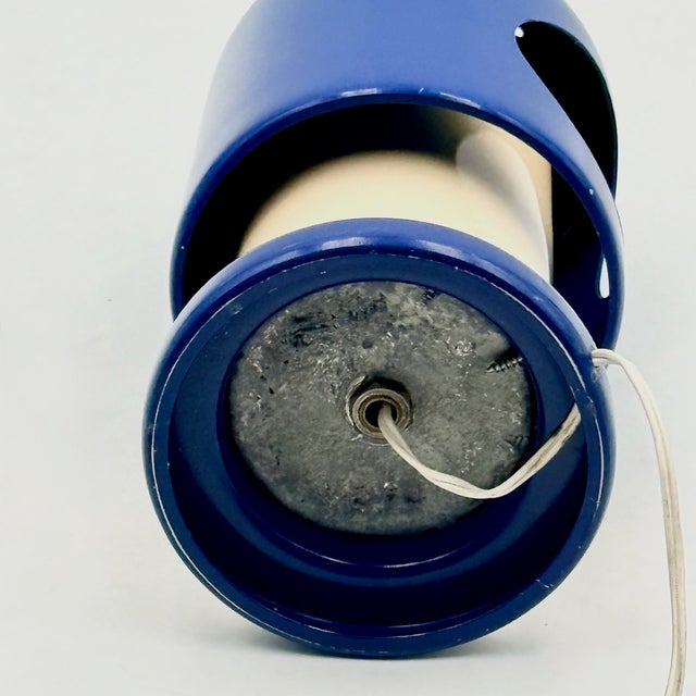 Space Age Blue Metal Eclipse Table Lamp, Italy, 1960s For Sale - Image 12 of 17
