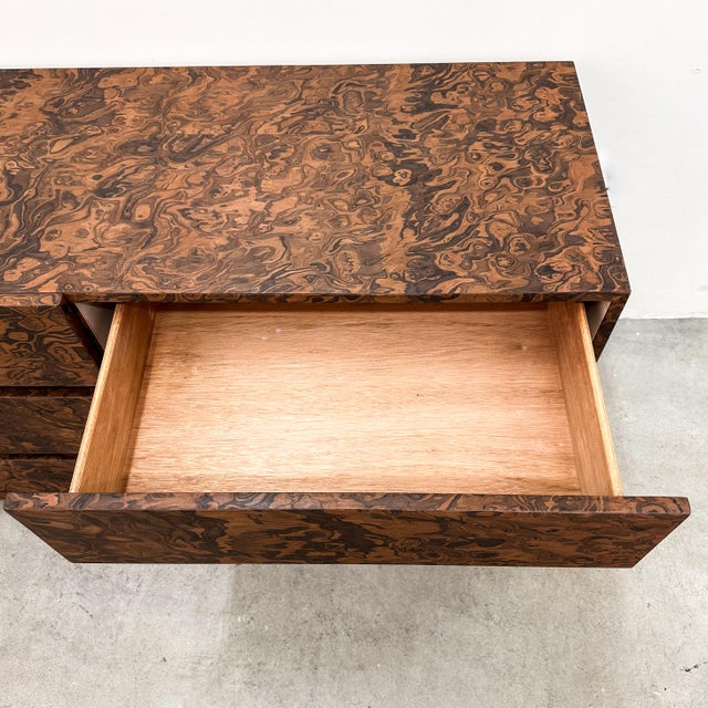 Vintage Mid-Century Modern Stacked Burlwood Veneer Dresser For Sale - Image 9 of 10