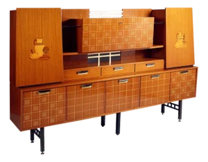 Sideboard in Veneered Rosewood with Maple Inlay, 1960s