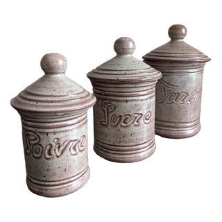 Vallauris Ceramic Pots with Lids, Set of 3 For Sale