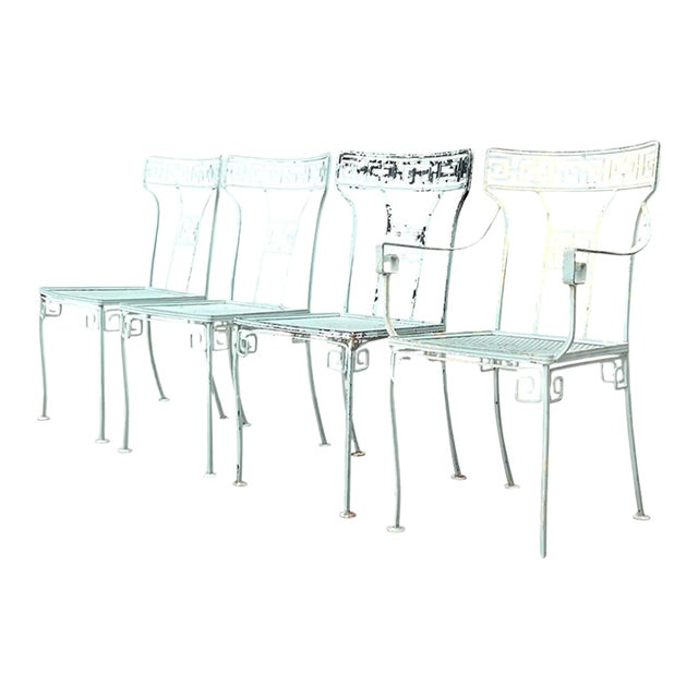Vintage Meadowcraft Greek Key Outdoor Dining Chairs - Set of Four For Sale