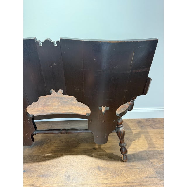 Antique German Black Forest Carved Tiger Oak Drunken Monk Tavern Bench For Sale - Image 10 of 16