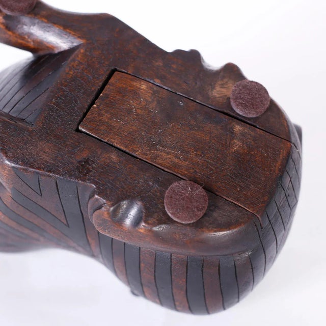 Wood Carved Mahogany Cat With Secret Compartment For Sale - Image 7 of 9