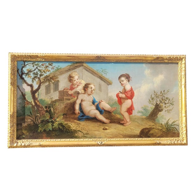 Putti Playing with Birds, Early 19th Century, Oil on Canvas, Framed For Sale - Image 18 of 18