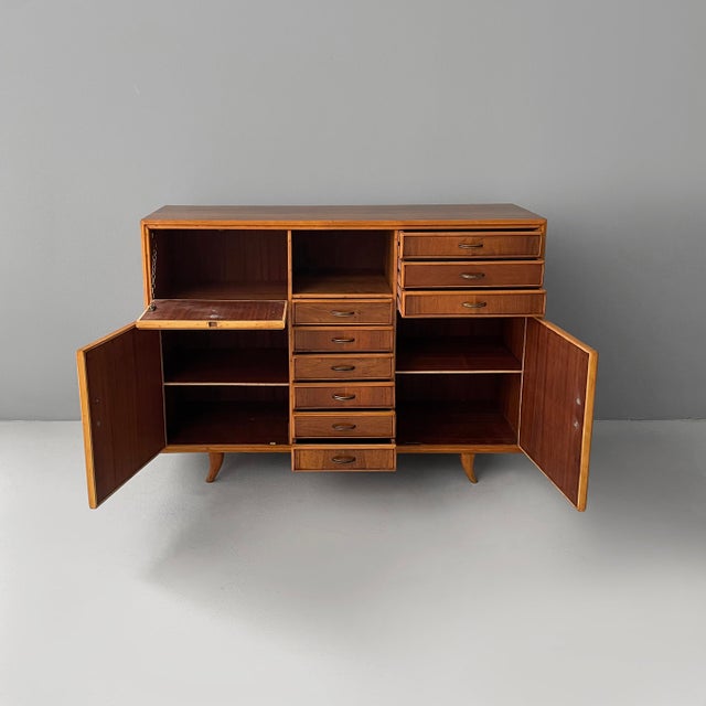 Mid-Century Modern Mid-Century Modern Italian Sideboard in Wood and Brass, 1950s For Sale - Image 3 of 16