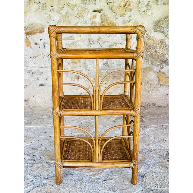 Vintage Bamboo and Rattan Three-Tier Shelf, 1970s For Sale - Image 17 of 18