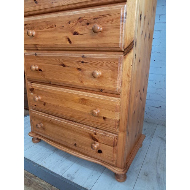 Vintage Pine Tallboy Chest of 5 Drawers, 1980s For Sale - Image 12 of 16