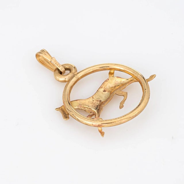 Vintage Horse Charm Pendant 14k Yellow Gold Animal Fine Estate Jewellery For Sale - Image 4 of 4