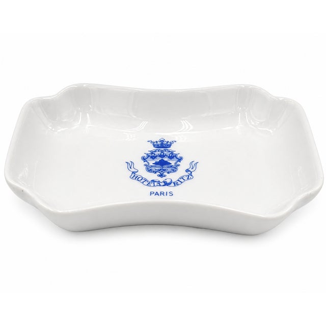 Ceramic Vintage Ritz Paris Hotel White Porcelain Ashtray Soap Dish For Sale - Image 7 of 10