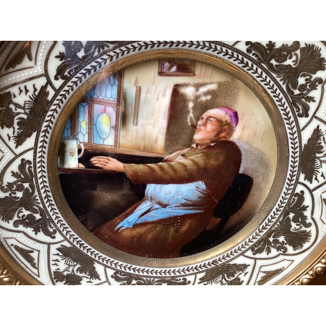 A 19th Century Hand Painted Porcelain Plate in Original Museum Frame For Sale - Image 4 of 7