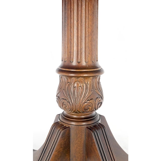 Heritage Furniture Tilt Top Mahogany Banded Rosewood Round Breakfast Table Single Pedestal Base For Sale - Image 4 of 12