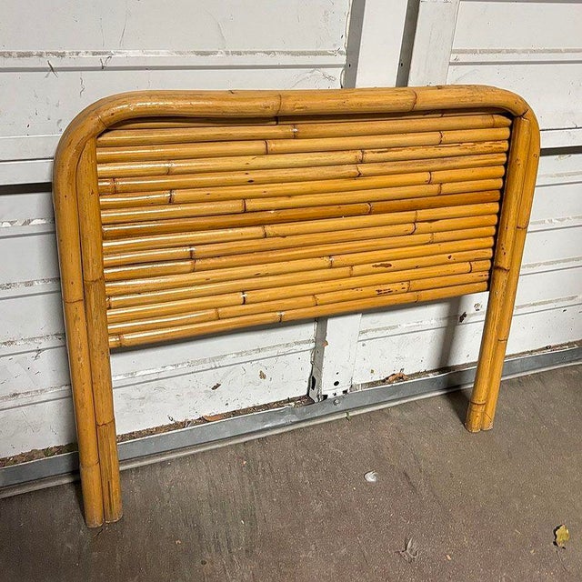 Yellow 1930s Restored Art Deco Stacked Rattan Twin Size Headboard For Sale - Image 8 of 9