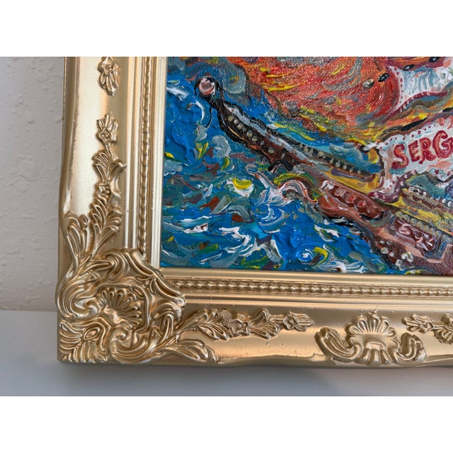 2020s Serg Graff Original “Needleton” Acrylic Ship Painting | Gold Frame | Nautical For Sale - Image 5 of 8