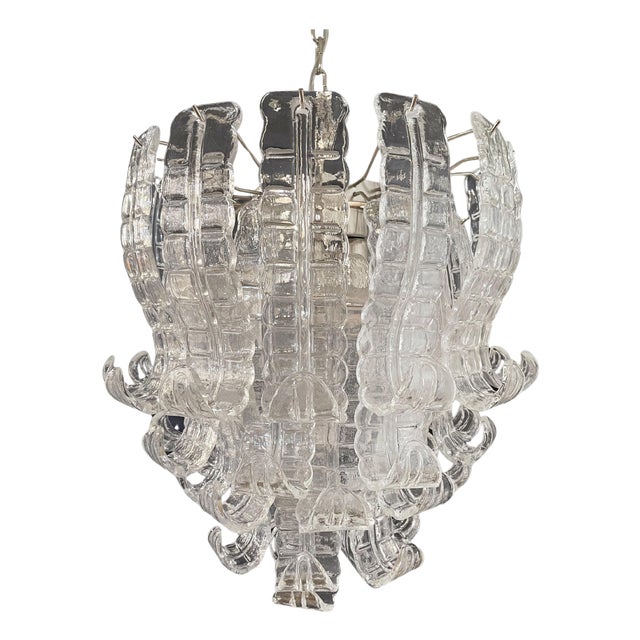 Venetian Pink Glass Chandelier, Murano, 1970s For Sale