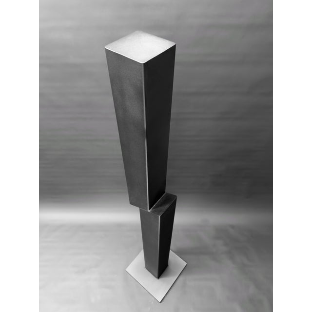 80” Architectural Black Steel Sculpture – Minimalist Contemporary Floor Art For Sale In Minneapolis - Image 6 of 7