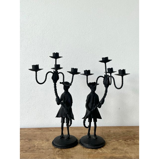 Vintage Boho Forged Iron Candelabras - Set of 2 For Sale - Image 9 of 12