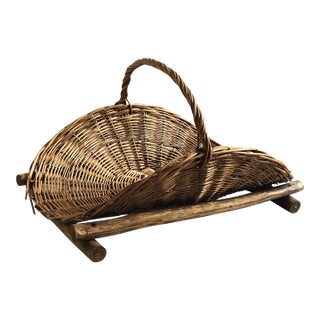 Antique Wood-Framed Flower Gathering Basket For Sale