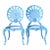 Vintage Blue Metal Shell Back Grotto Chairs - A Pair For Sale