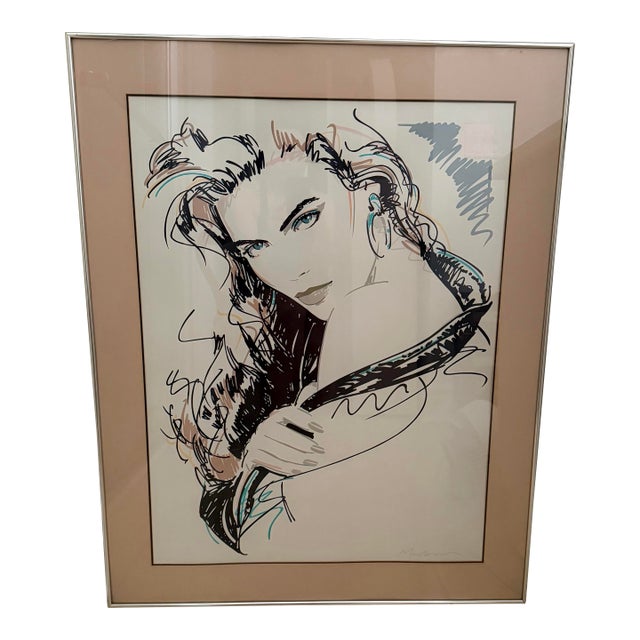 Dennis Mukai “Lisa” Foil-Stamped Fashion Art Poster, Late 1980s, Authenticated by the Artist For Sale