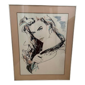Dennis Mukai “Lisa” Foil-Stamped Fashion Art Poster, Late 1980s, Authenticated by the Artist