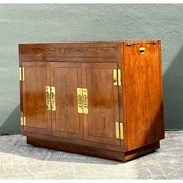 Vintage Henredon Campaign Dry Bar For Sale - Image 4 of 12