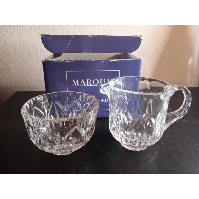 1980s 1980s Marquis by Waterford Lead Crystal Saxony Sugar & Creamer Set- 2 Pieces For Sale - Image 5 of 5