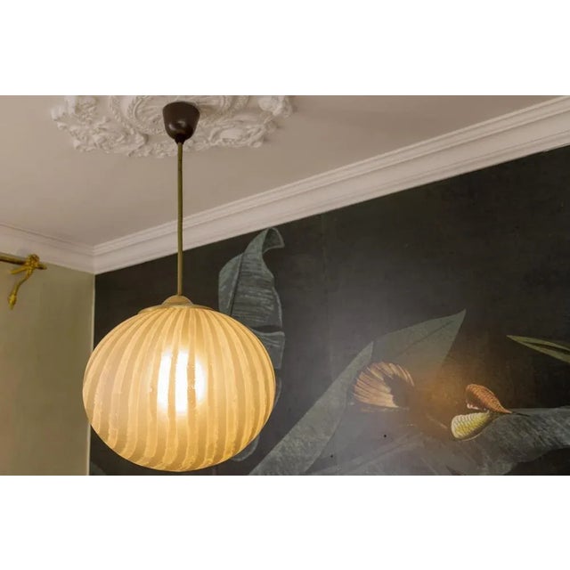 Glass Mid-Century Striped Glass Globe Pendant by Peill & Putzler, Germany, 1970s For Sale - Image 7 of 18