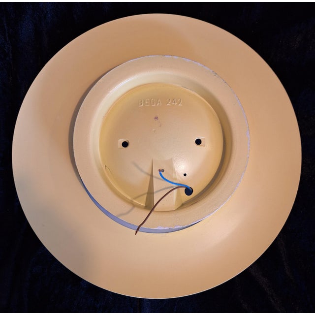 White Mid-Century Modern Ceiling Lamp with Yellow Metal Base by Bega, 1960s For Sale - Image 8 of 9