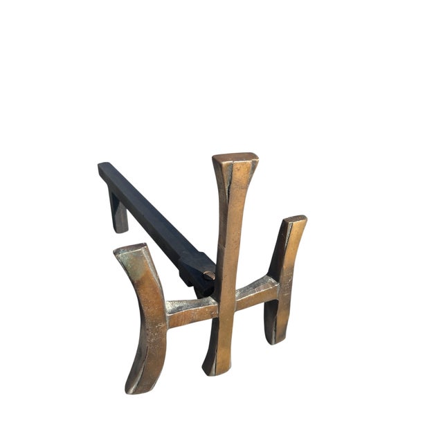 Bronze Andirons in the style of Maria Pergay, 1970, Set of 2, in Good conditions. Designed 1970 to 1979 This piece is...