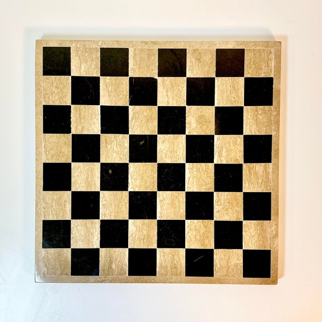 Hollywood Regency 1970s Vintage Hollywood Regency Boho Chic Italian Marble Checkers or Chest Game Board. For Sale - Image 3 of 14