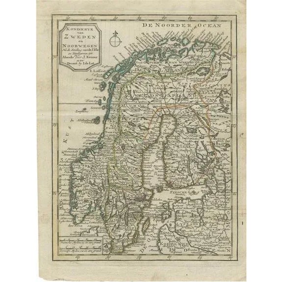 Late 18th Century Antique Map of the Kingdom of Sweden and Norway by Keizer & De Lat, 1788 For Sale - Image 5 of 5
