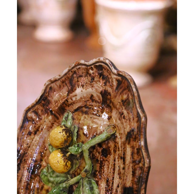 Ceramic 19th Century French Tardieu Fils Menton Faience Barbotine Citrus Wall Platter For Sale - Image 7 of 9